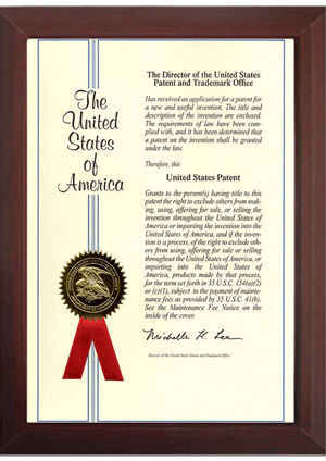 Patent Certificate - USA